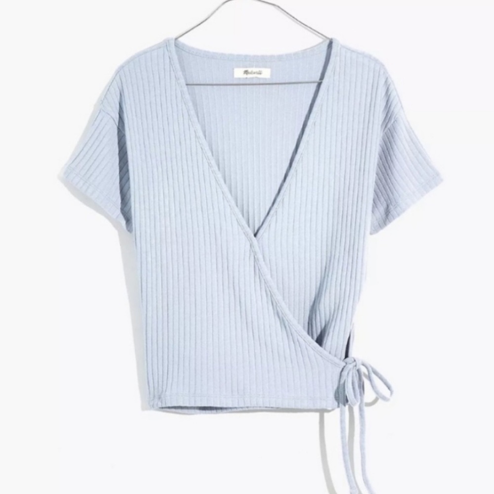 Madewell Light Blue Wrap Top